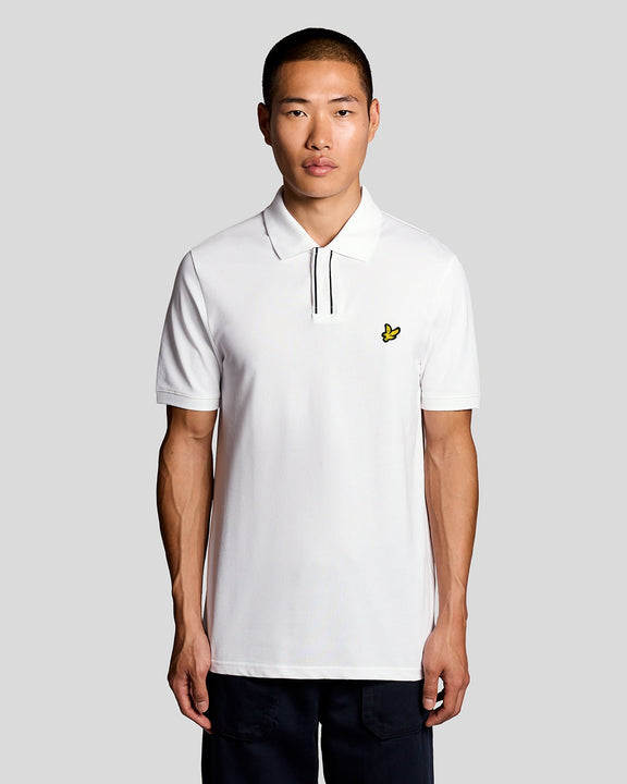 LYLE & SCOTT PLACKET TIPPED POLO SHIRT -WHITE