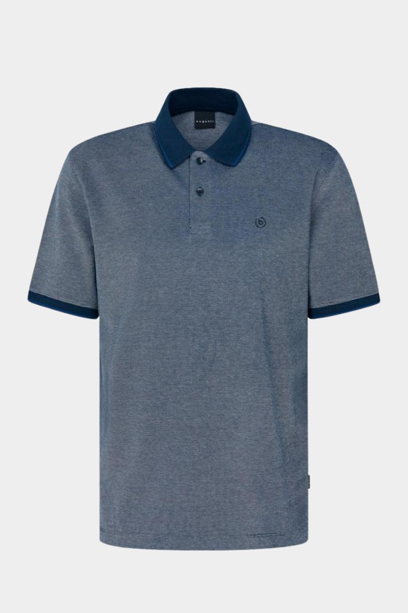 BUGATTI TEXTURED POLOSHIRT  - BLUE