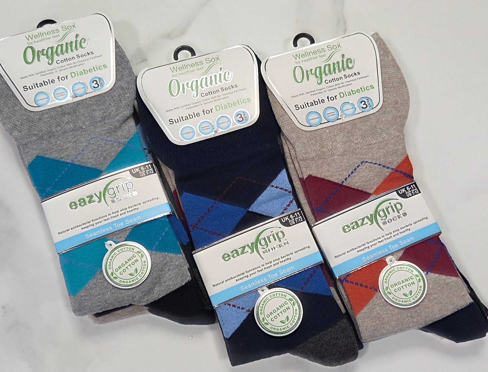 DIABETIC 3 PACK SOCK HONEYCOMB STYLE - MIX COLOUR