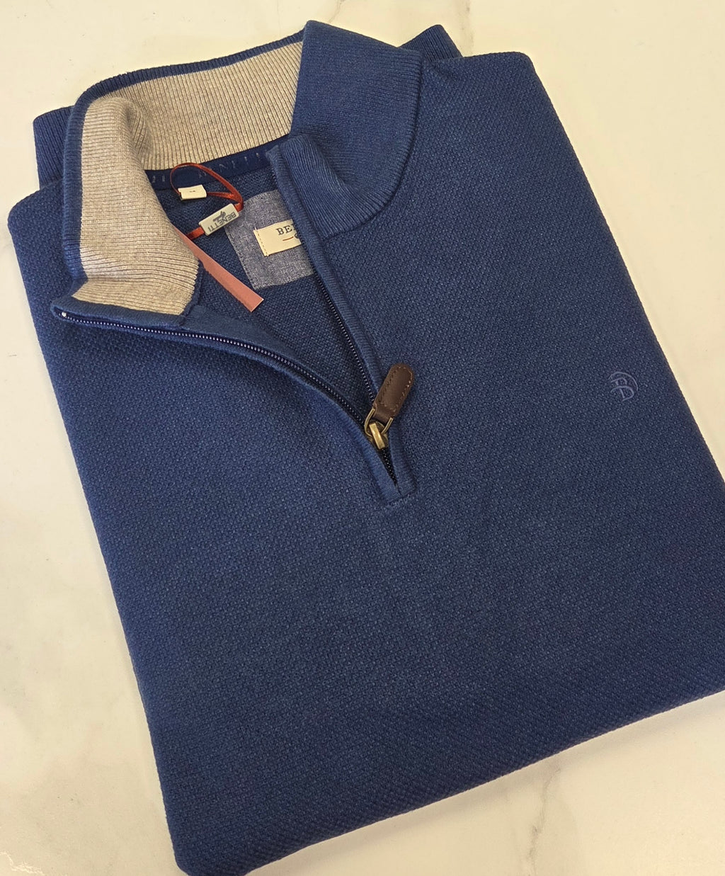 BENETTI QUINN 1/4 ZIP KNITWEAR - INDIGO