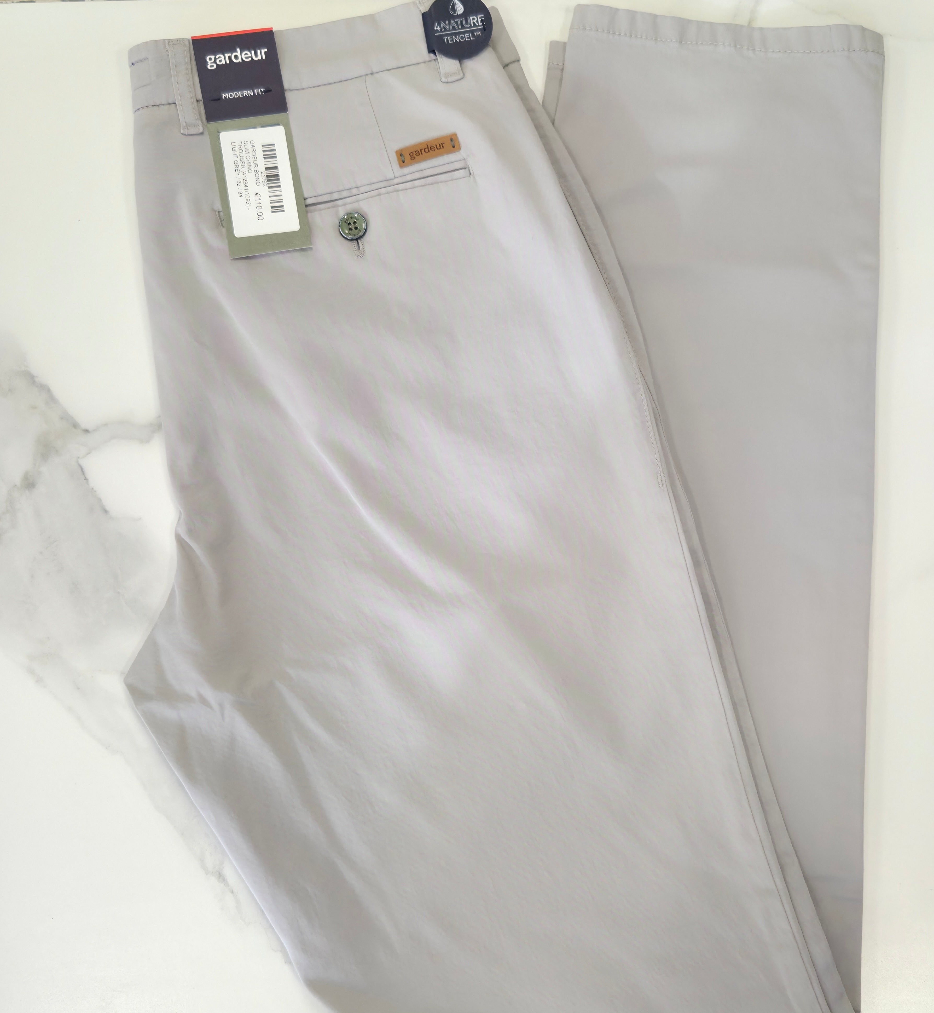 GARDEUR BONO SLIM CHINO TROUSER (412841/1092) - LIGHT GREY