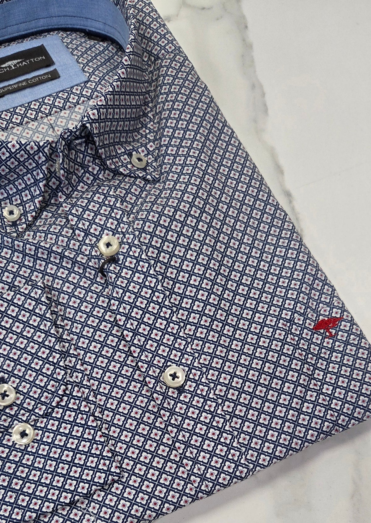 FYNCH HATTON GEOMETRIC PRINT L/S SHIRT (16108800/661) - MULTI