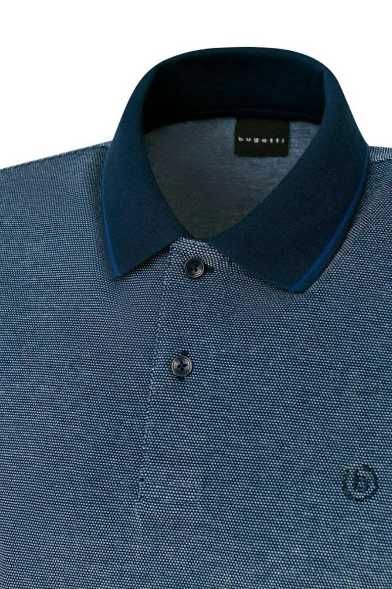 BUGATTI TEXTURED POLOSHIRT  - BLUE