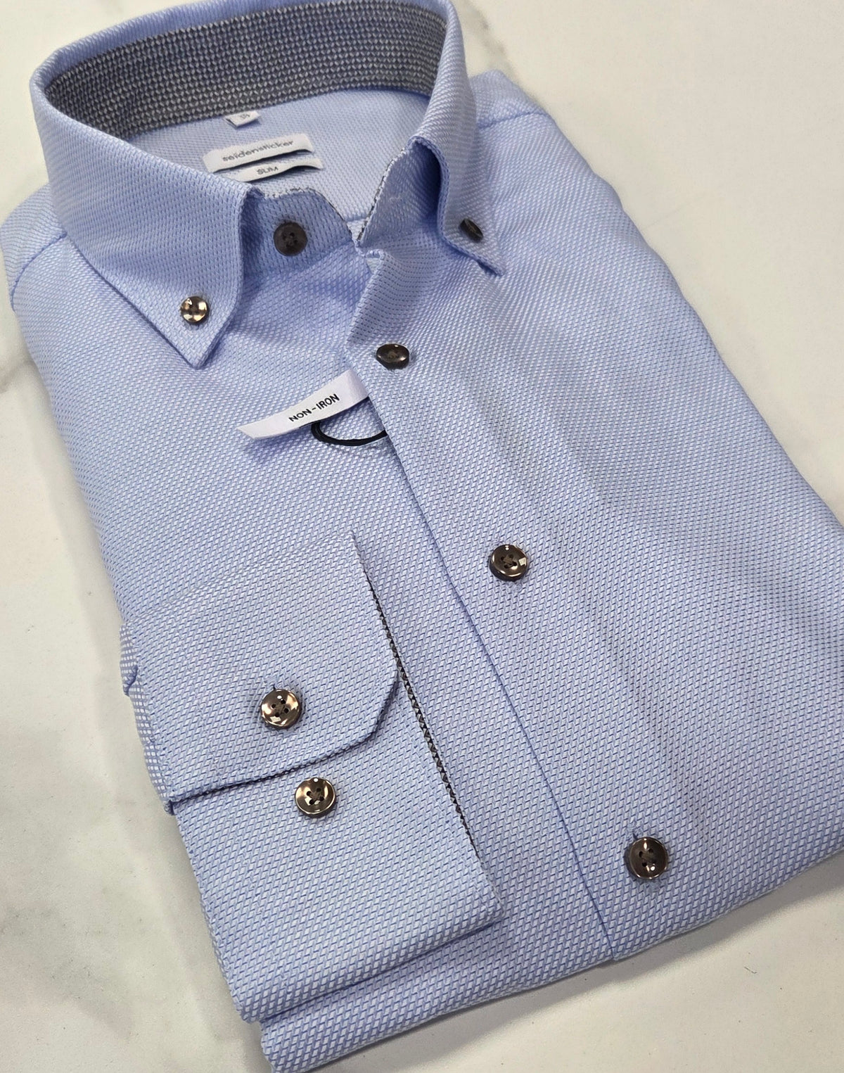 SEIDENSTICKER FLICK PATTERN SLIM FIT L/S SHIRT (01.852426.11) - BLUE