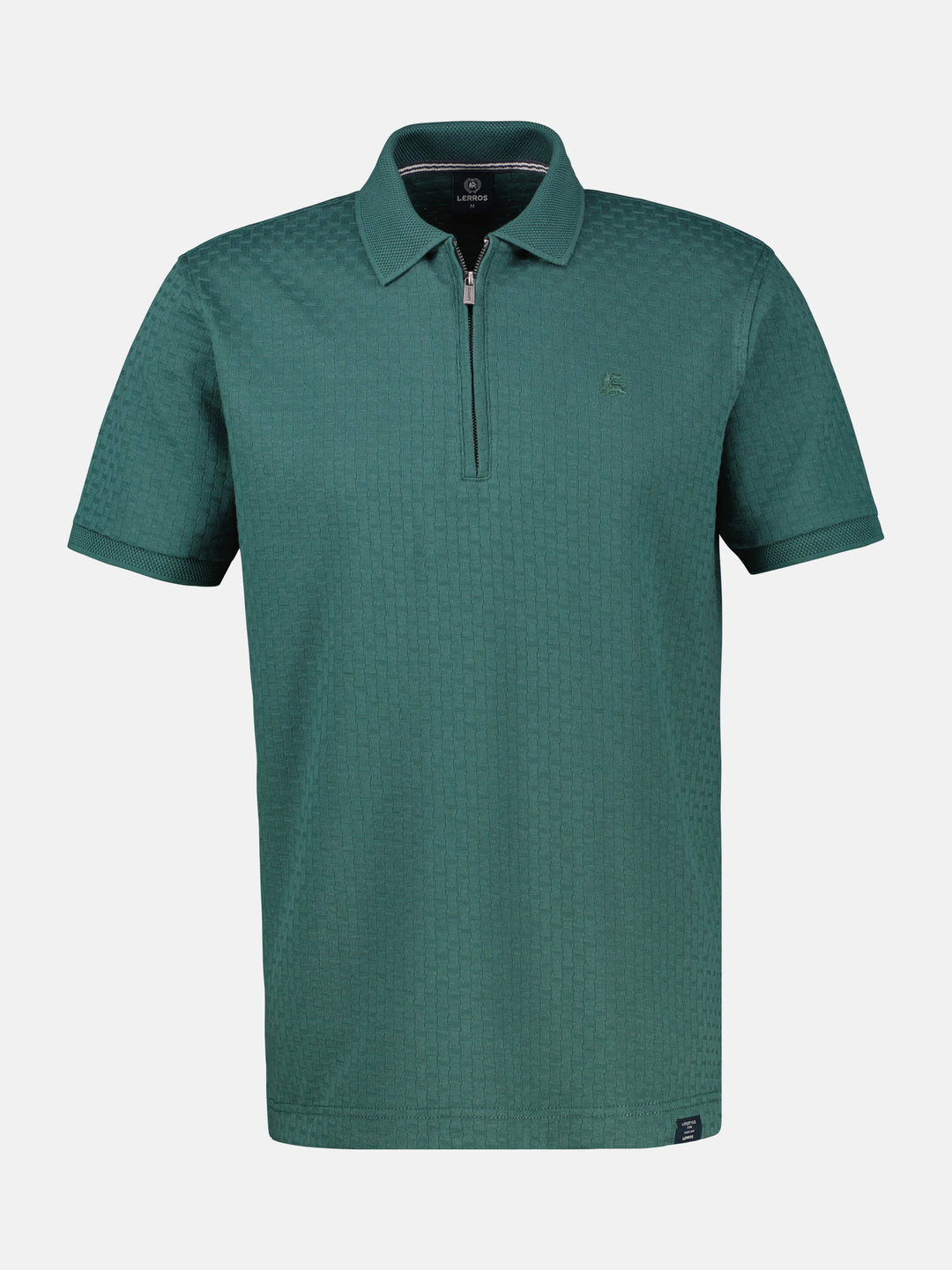 LERROS JAQUARD ZIP POLO SHIRT  - TEAL