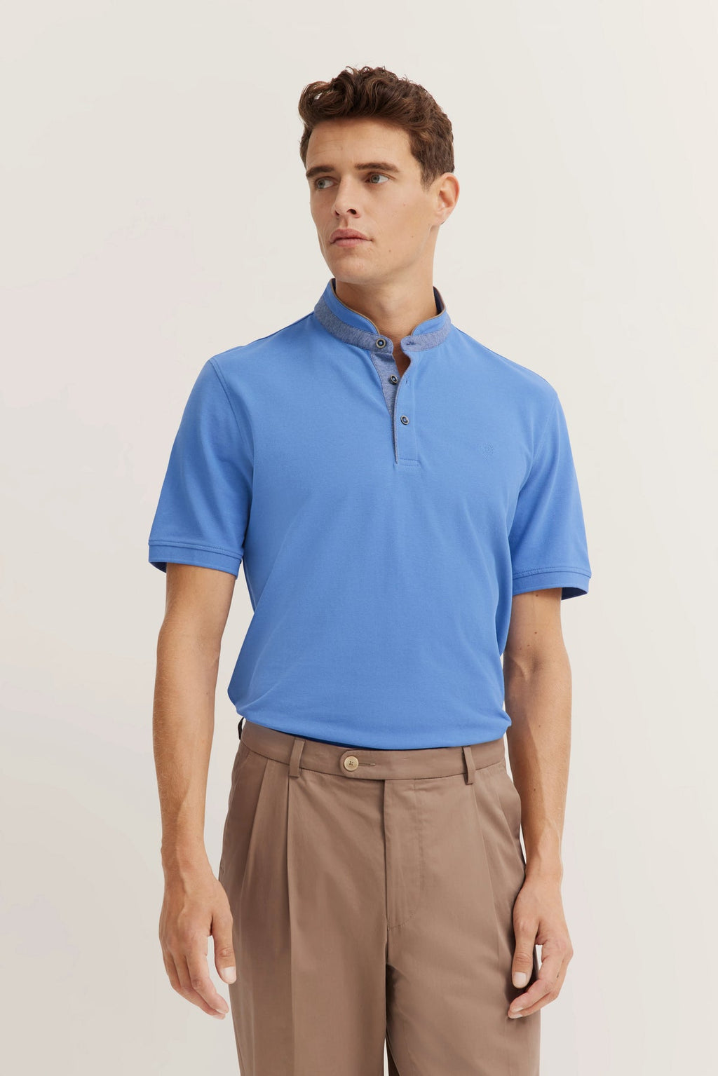 BUGATTI GRANDFATHER COLLAR POLO SHIRT  - BLUE