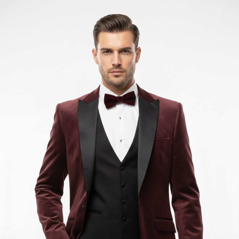 WHITE LABEL JACOB VELVET TUX JACKET - BURGUNDY