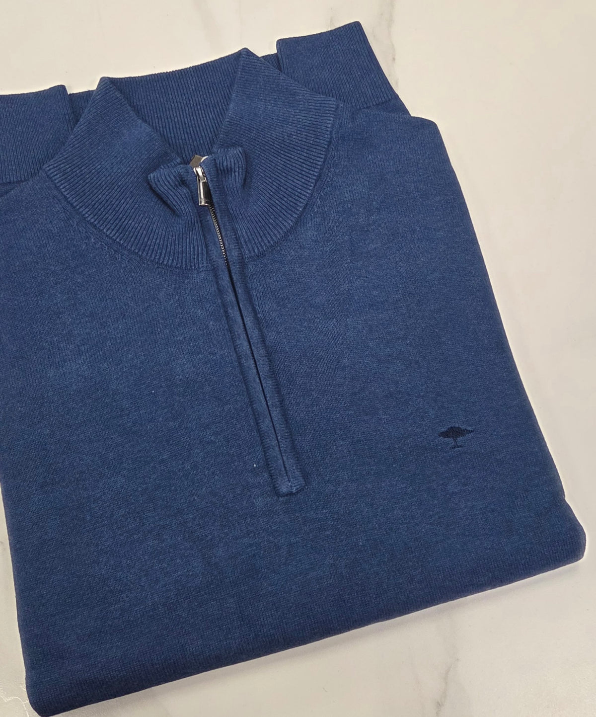 FYNCH HATTON 1/4 ZIP KNITWEAR  - INK BLUE