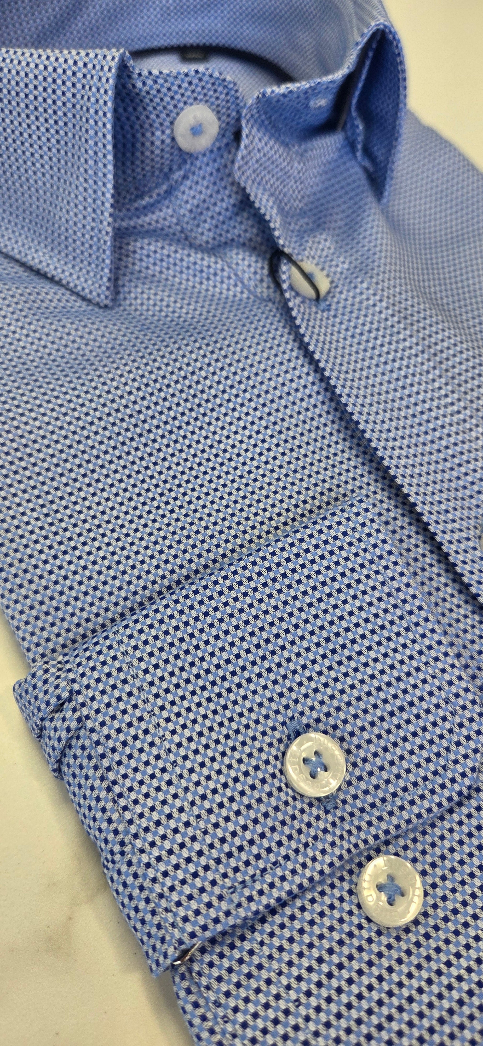 BUGATTI PATTERN L/S SHIRT (28714F/390) - BLUE MIX