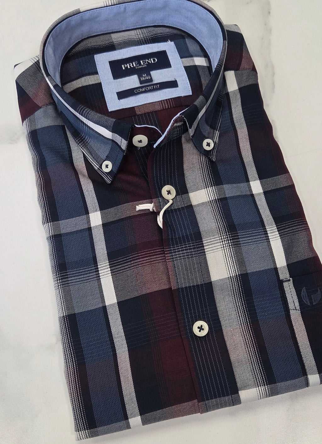 PRE END ROME CHECK L/S SHIRT - SAPPHIRE