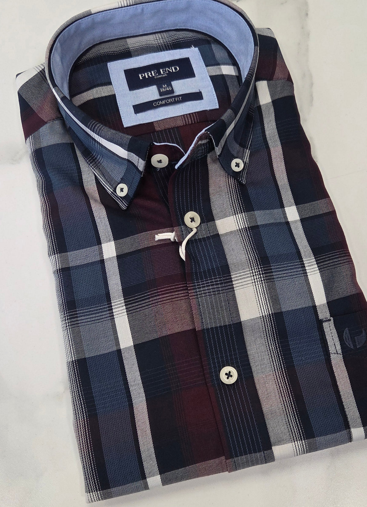 PRE END ROME CHECK L/S SHIRT - SAPPHIRE