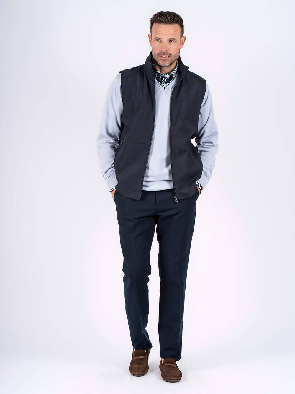 PRE END TRAVIS LIGHTWEIGHT SLEEVELESS JACKET - NAVY