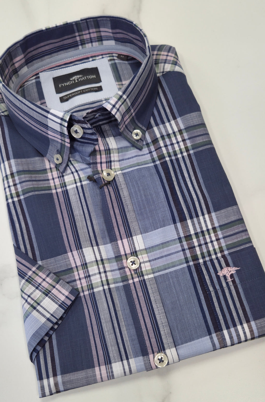FYNCH HATTON SUB CHECK S/S SHIRT  - MULTI