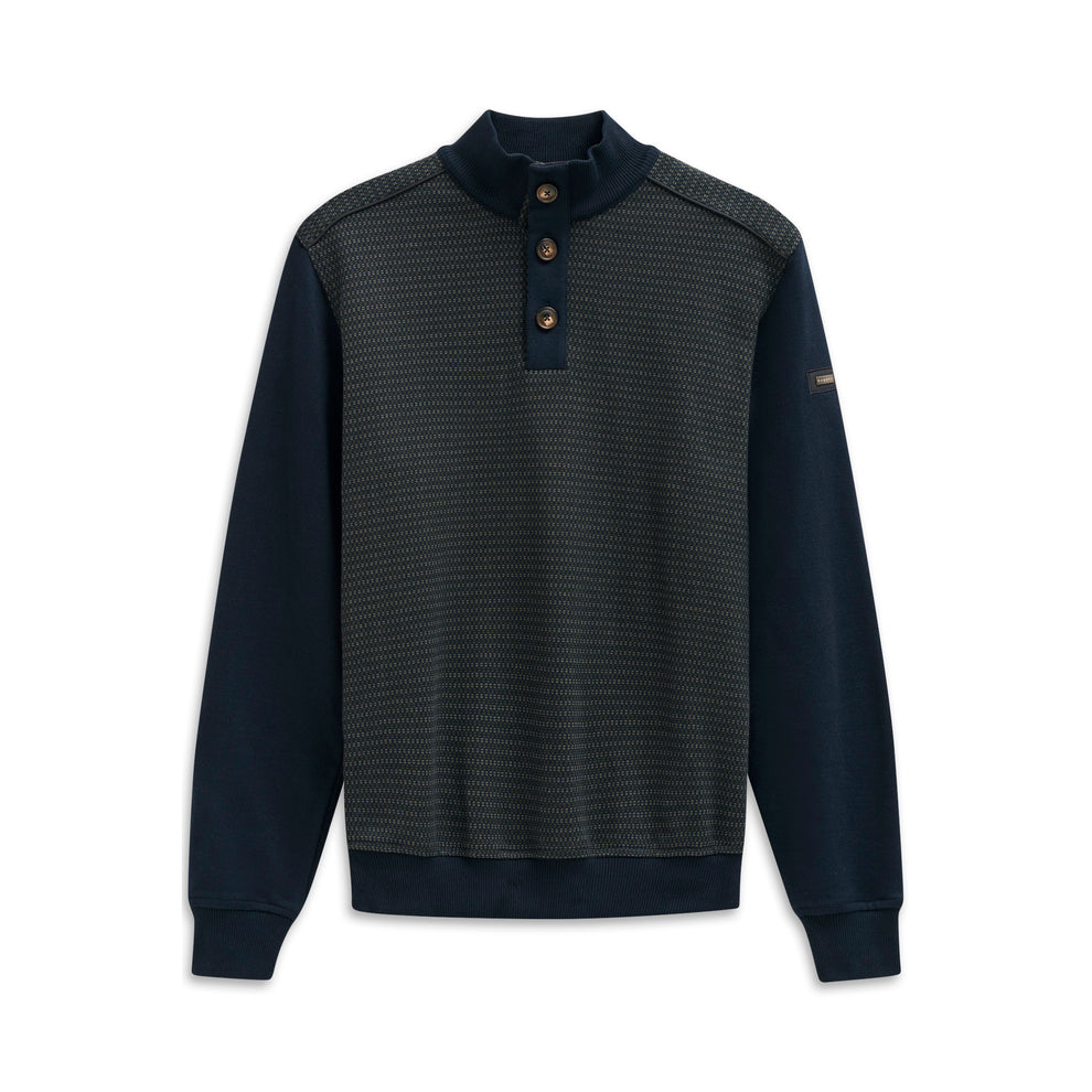 BUGATTI KNITTED BUTTON TROYER (85062D/150) - NAVY/GREEN