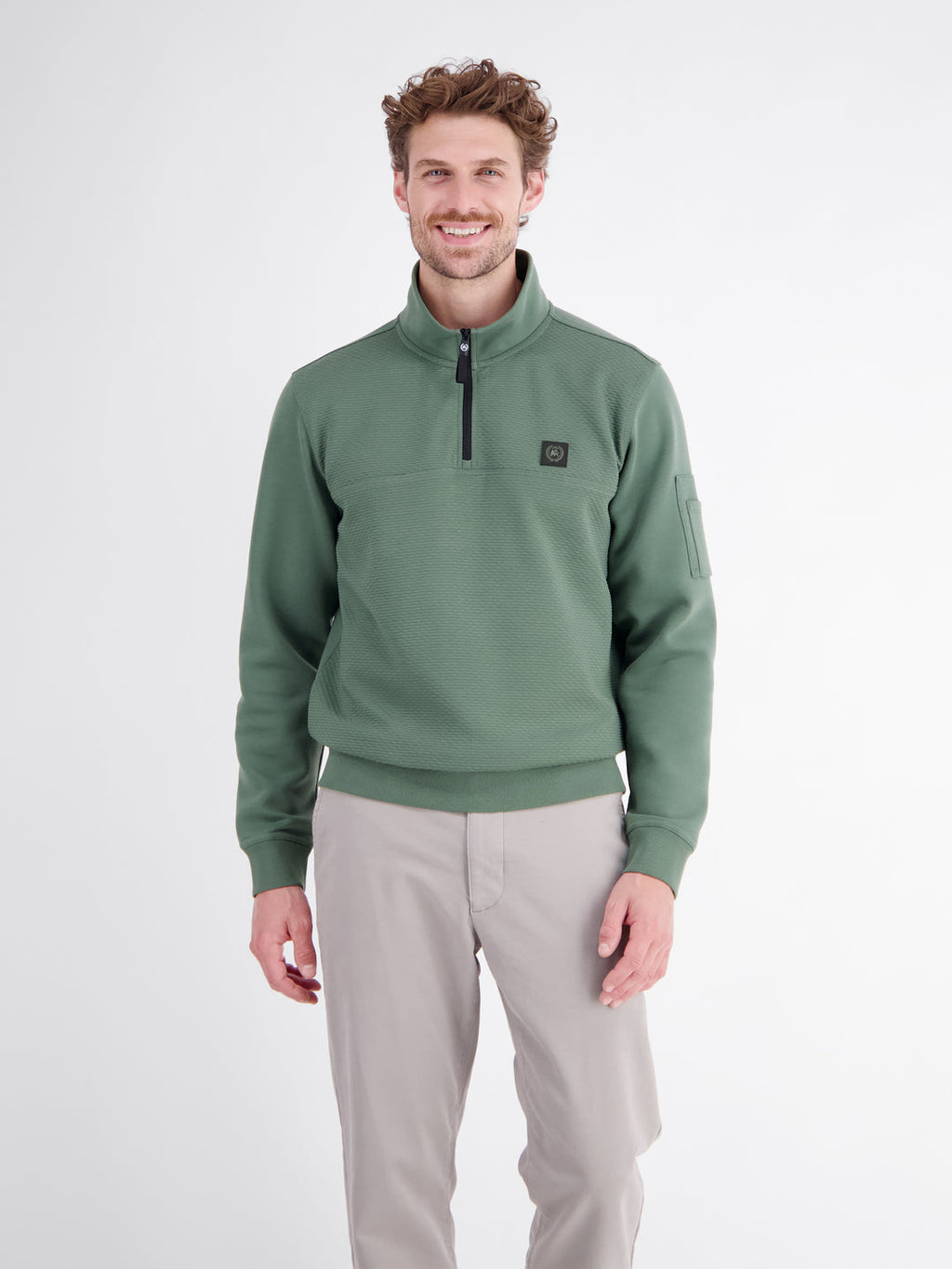 LERROS 1/4 ZIP TROYER SWEATSHIRT - LIGHT GREEN