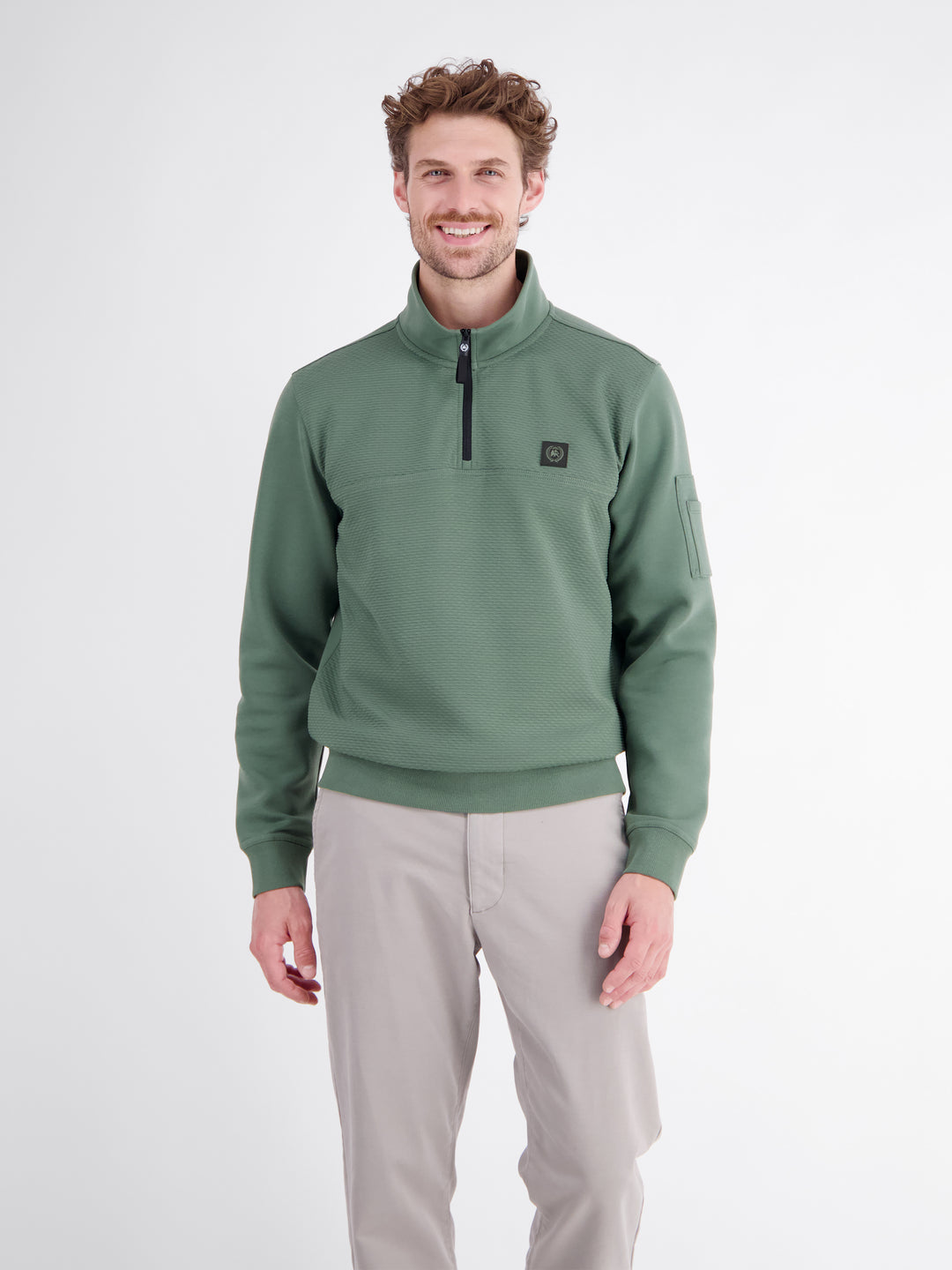 LERROS 1/4 ZIP TROYER SWEATSHIRT - LIGHT GREEN