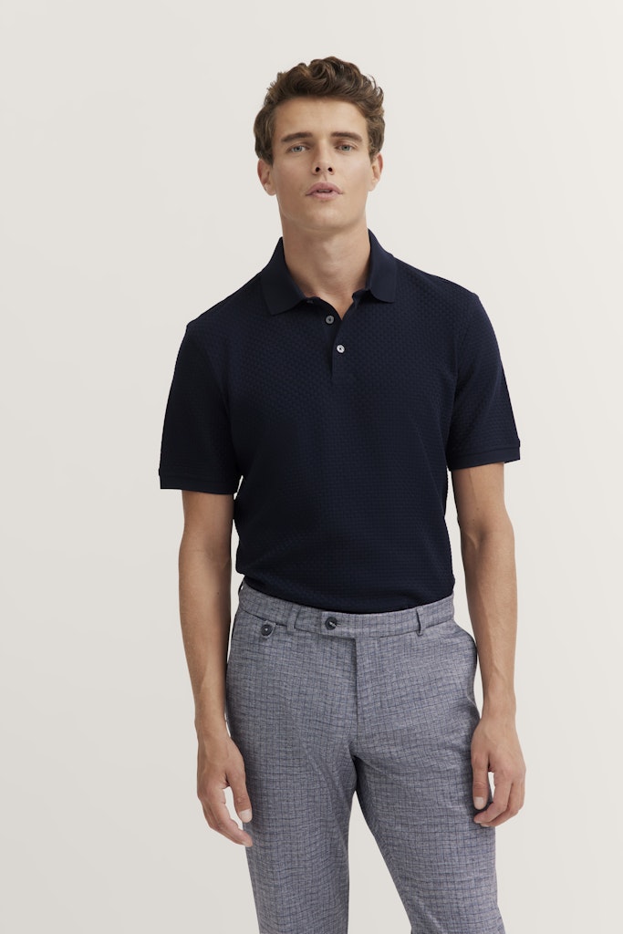 BUGATTI TEXTURED POLOSHIRT- NAVY