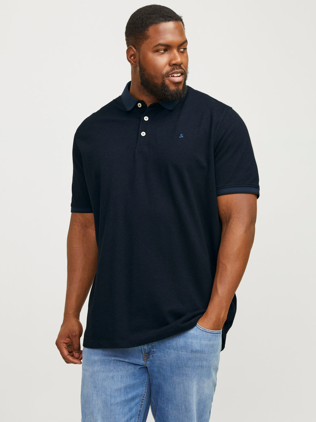 JACK & JONES JPRPAULOS POLO SHIRT PLUS SIZED - DARK NAVY