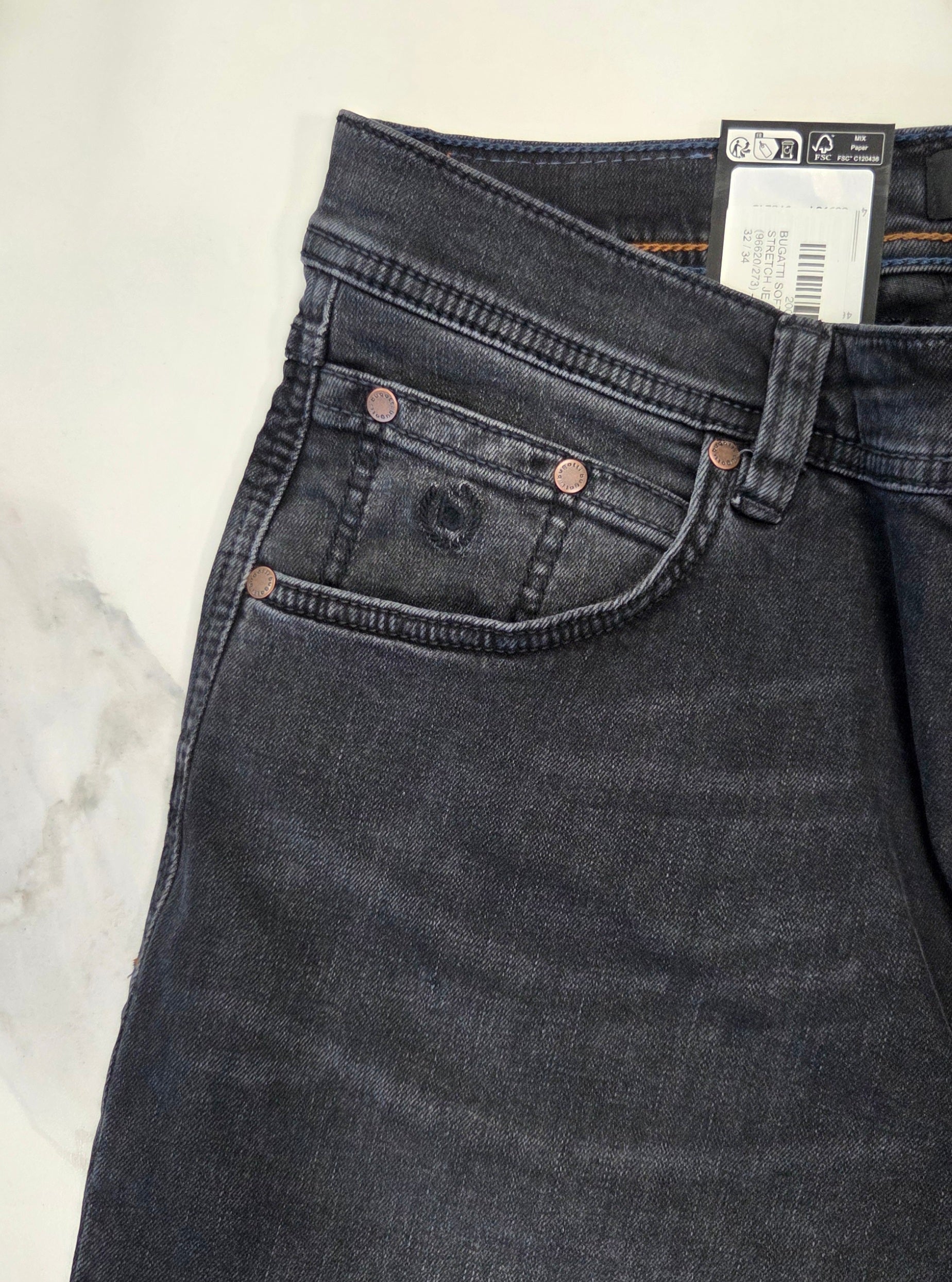 BUGATTI SOFT STRETCH JEANS (96620/273) - BLACK WASH