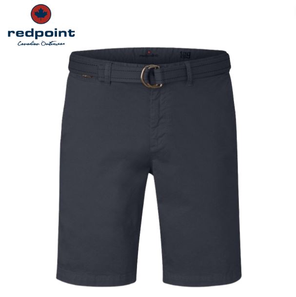 REDPOINT SURREY CHINO SHORT WITH BELT - NAVY