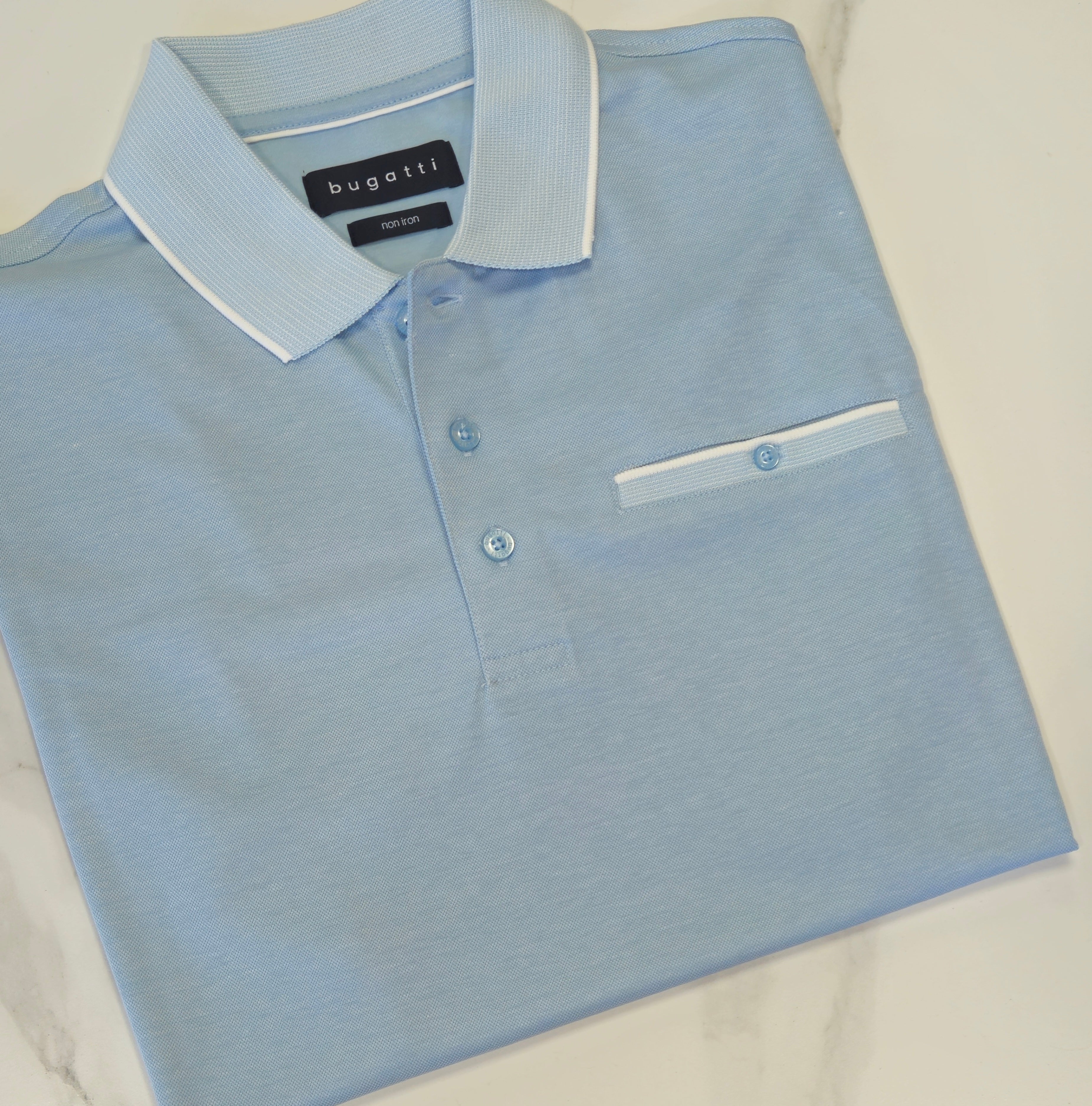 BUGATTI POCKET POLOSHIRT - BABY BLUE