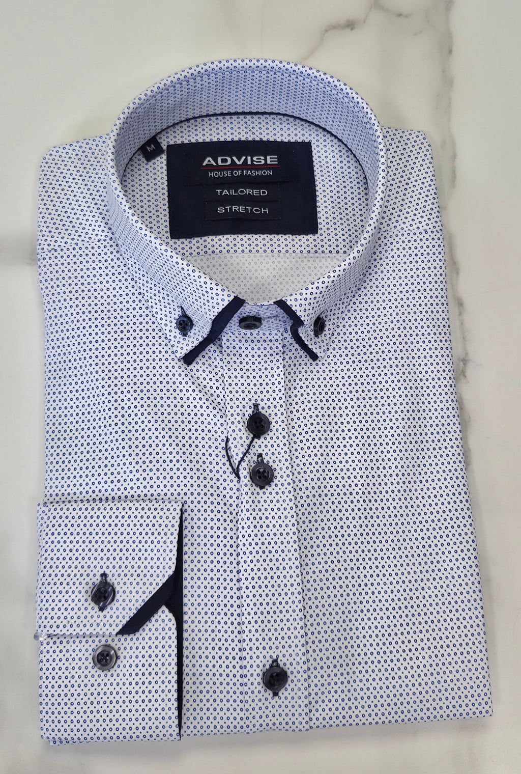 ADVISE DOT DOUBLE COLLAR L/S SHIRT (AD922)  - BLUE DOT