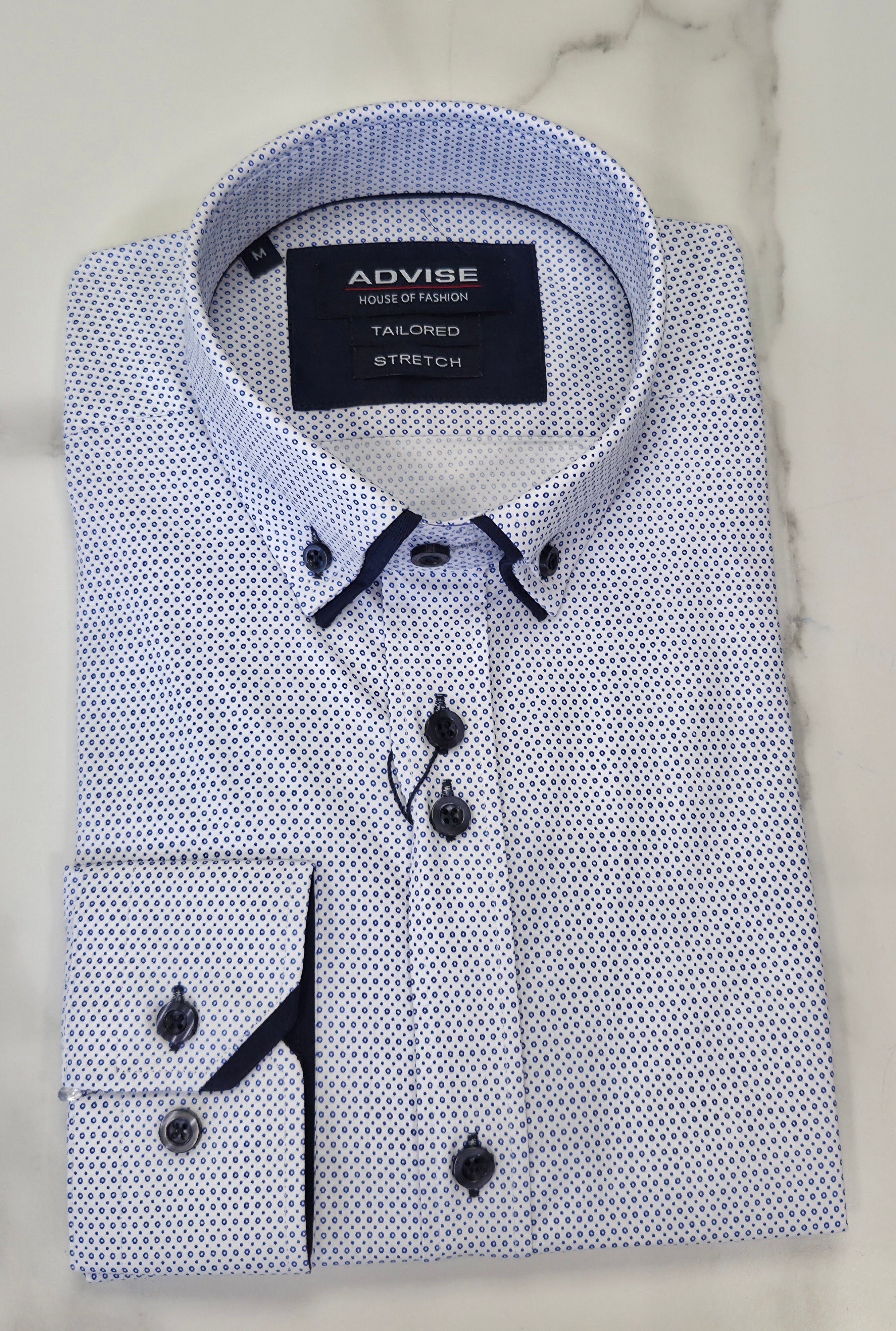 ADVISE DOT DOUBLE COLLAR L/S SHIRT (AD922)  - BLUE DOT