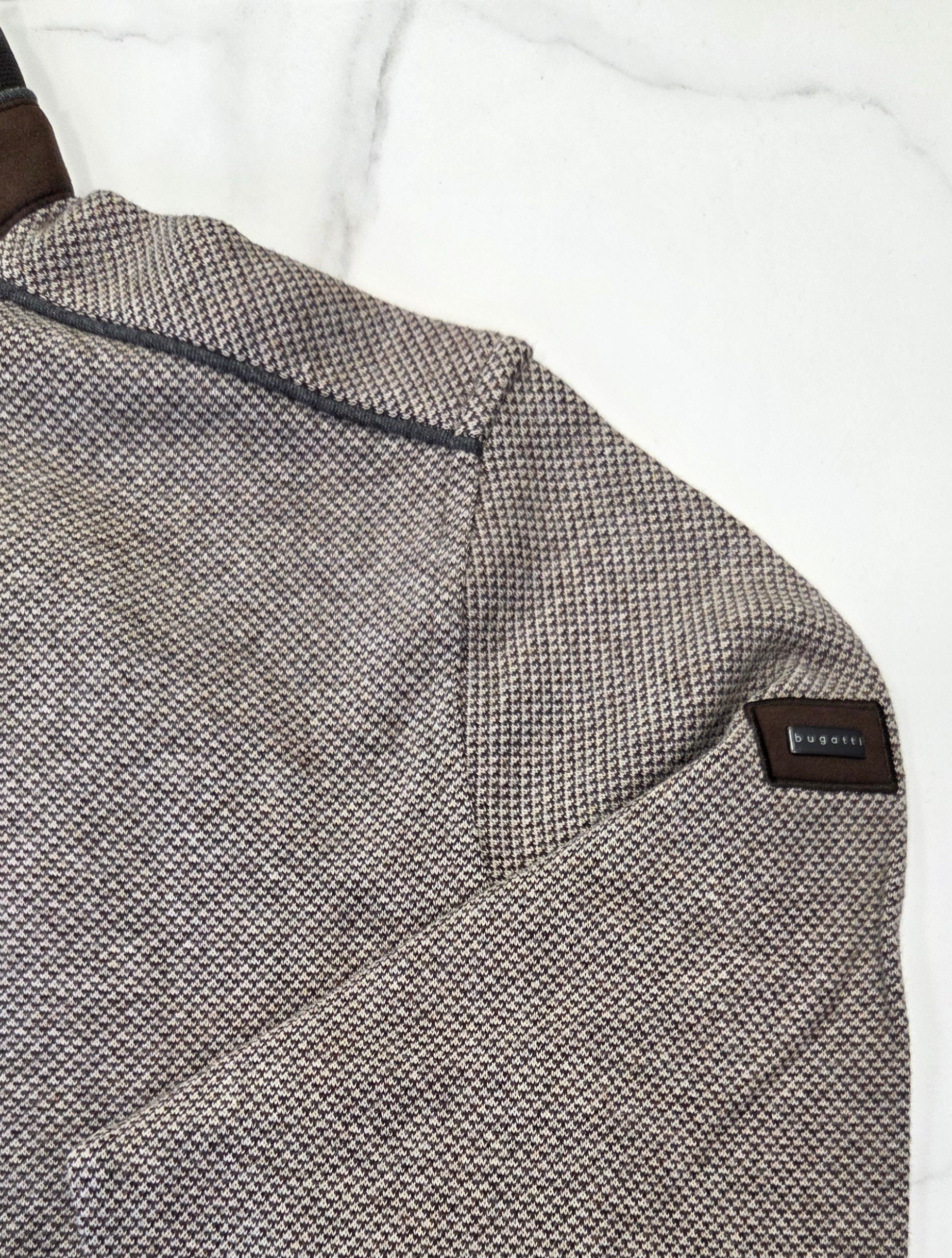 BUGATTI 1/4 ZIP TROYER KNIT (85060D/90) - BROWN/BEIGE