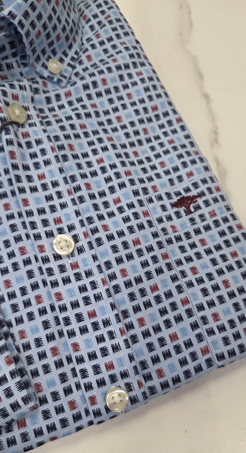 FYNCH HATTON PATTERN L/S SHIRT - BLUE