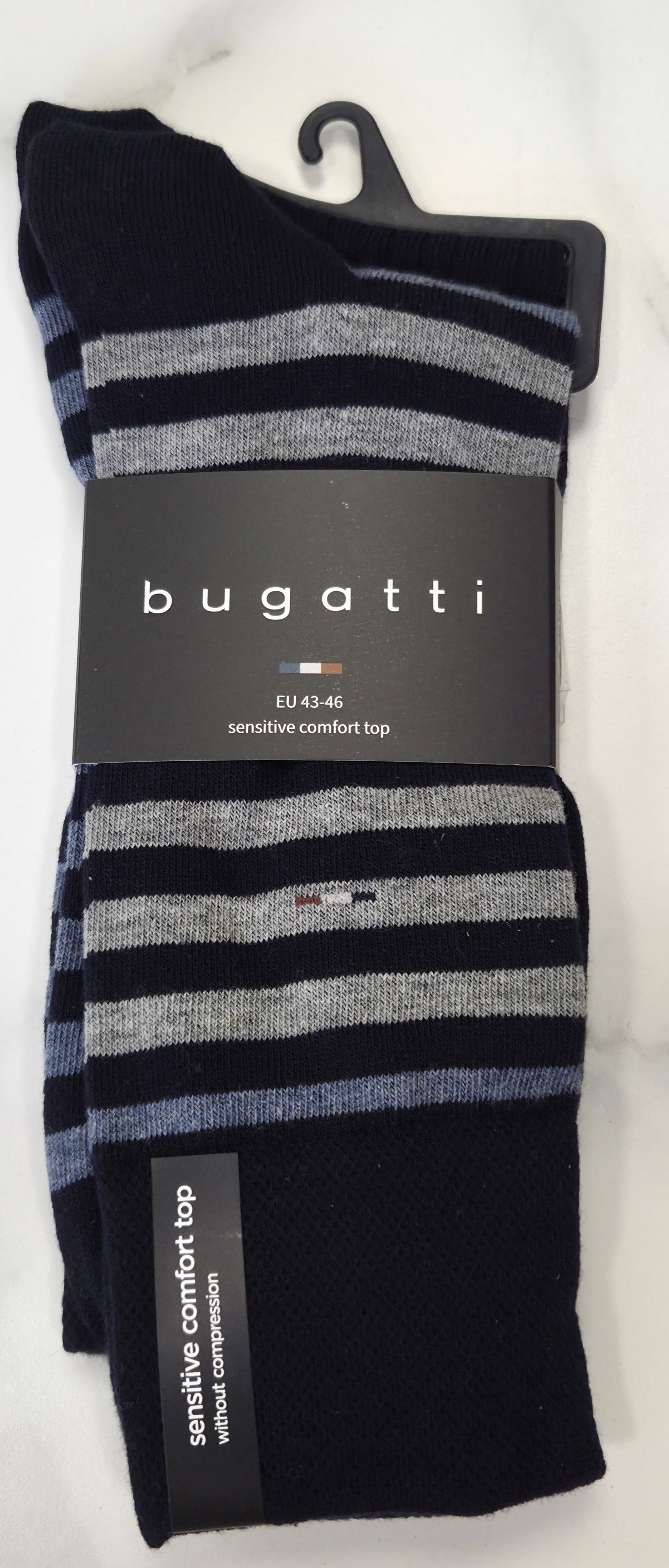 BUGATTI 2 PACK SOCK STRIPE (61123) - NAVY/GREY