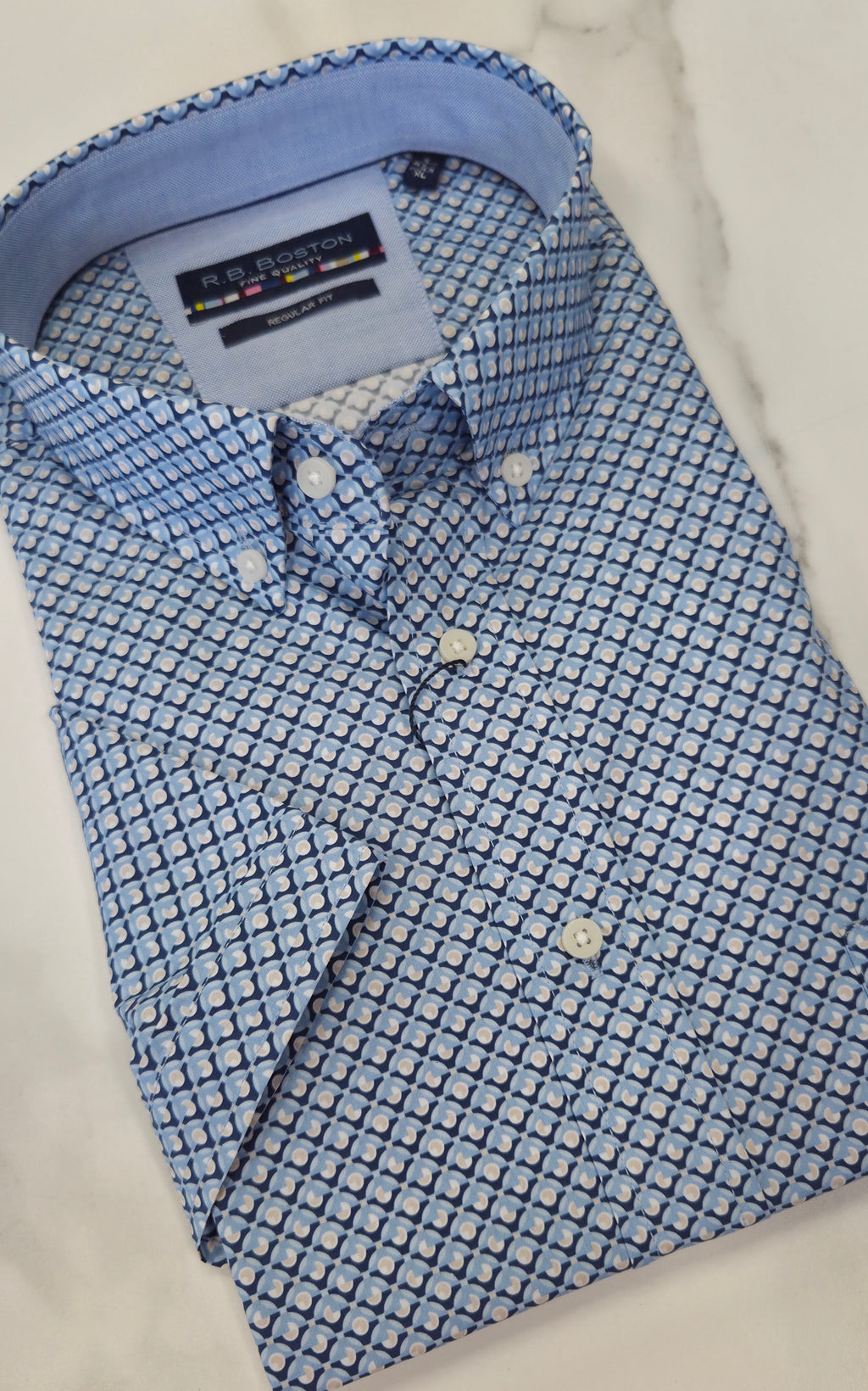 R.B BOSTON PATTERN S/S SHIRT (616670/620) - BLUE MULTI