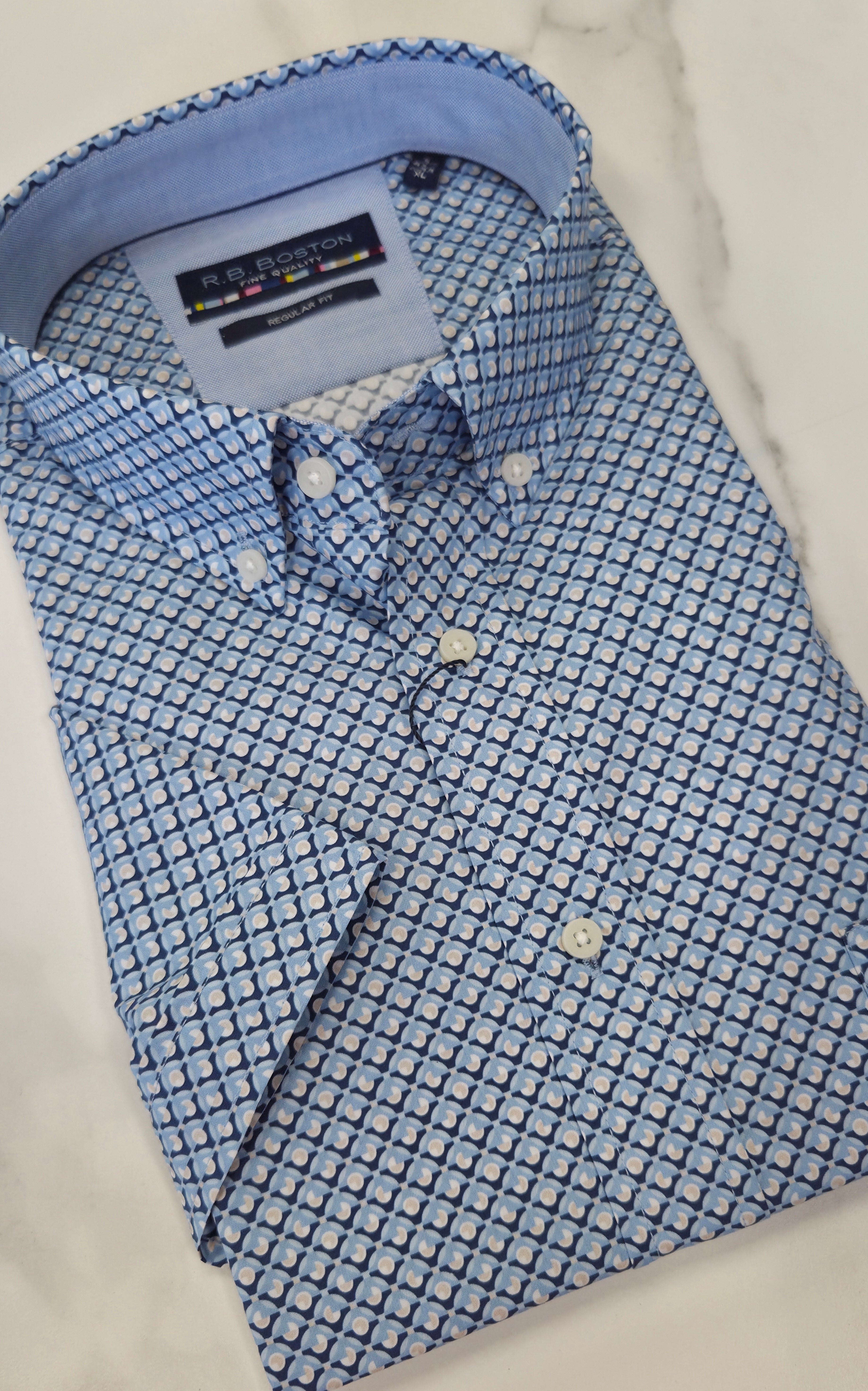 R.B BOSTON PATTERN S/S SHIRT (616670/620) - BLUE MULTI