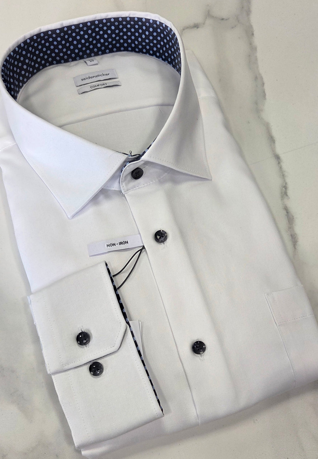 SEIDENSTICKER KENT REGULAR FIT L/S SHIRT PLUS SIZED (01.845542/01) - WHITE