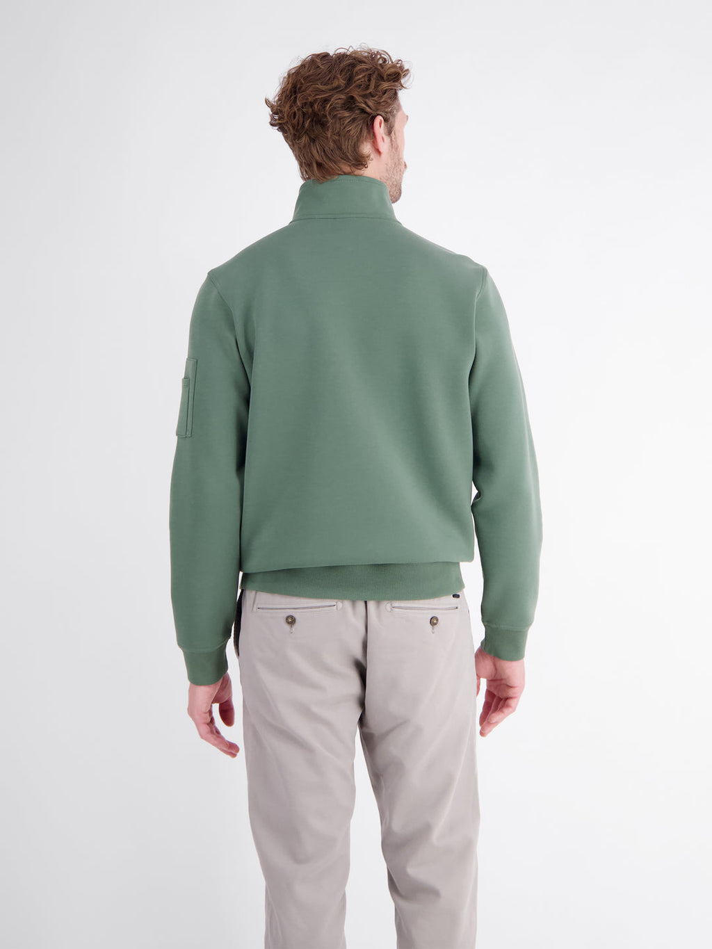 LERROS 1/4 ZIP TROYER SWEATSHIRT - LIGHT GREEN