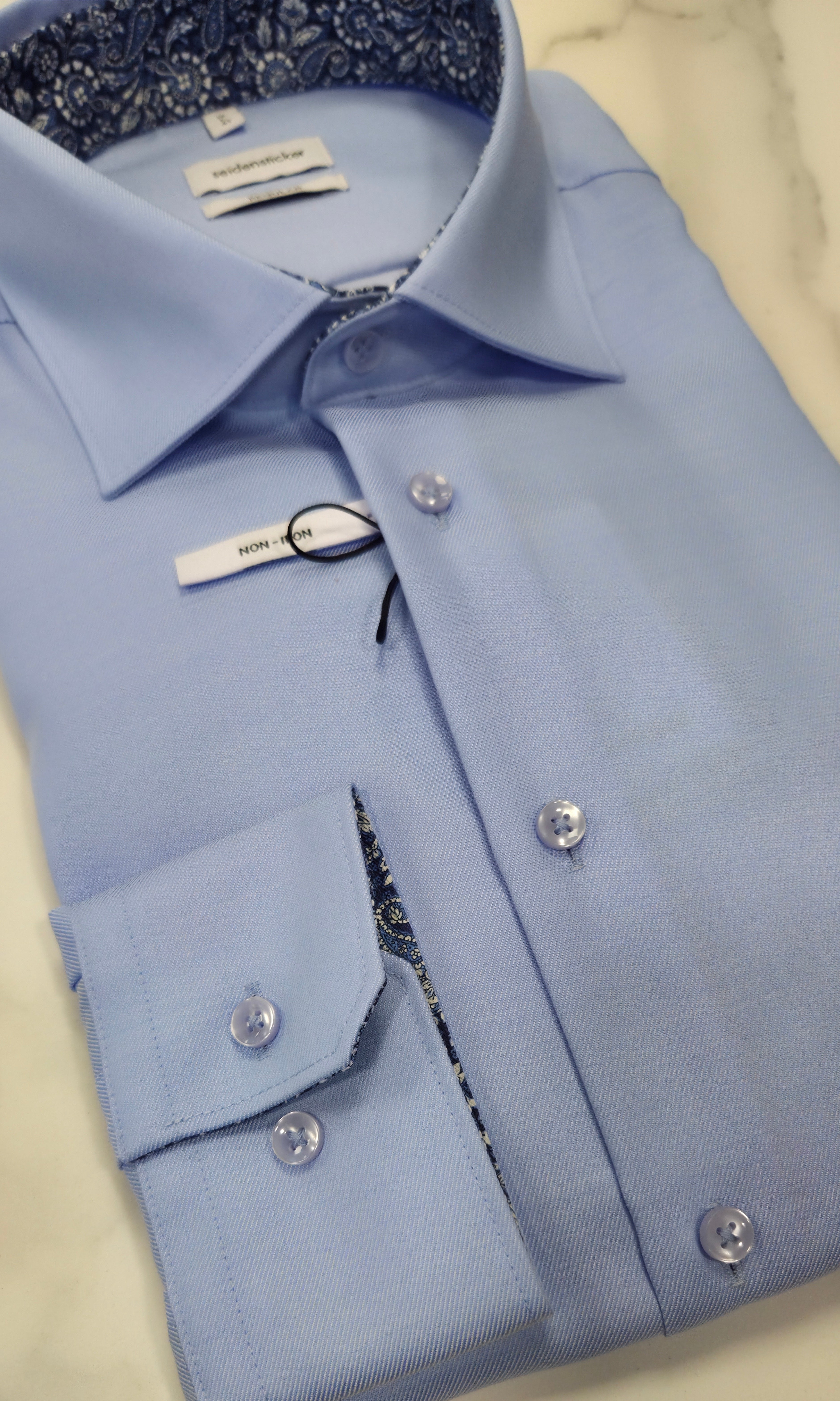 SEIDENSTICKER TRIM DETAIL COLLAR/CUFF REGULAR FIT L/S SHIRT (01.845531) - BLUE