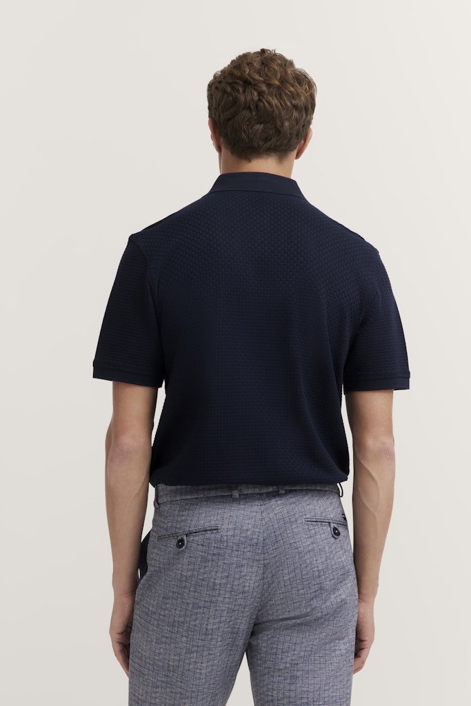 BUGATTI TEXTURED POLOSHIRT- NAVY