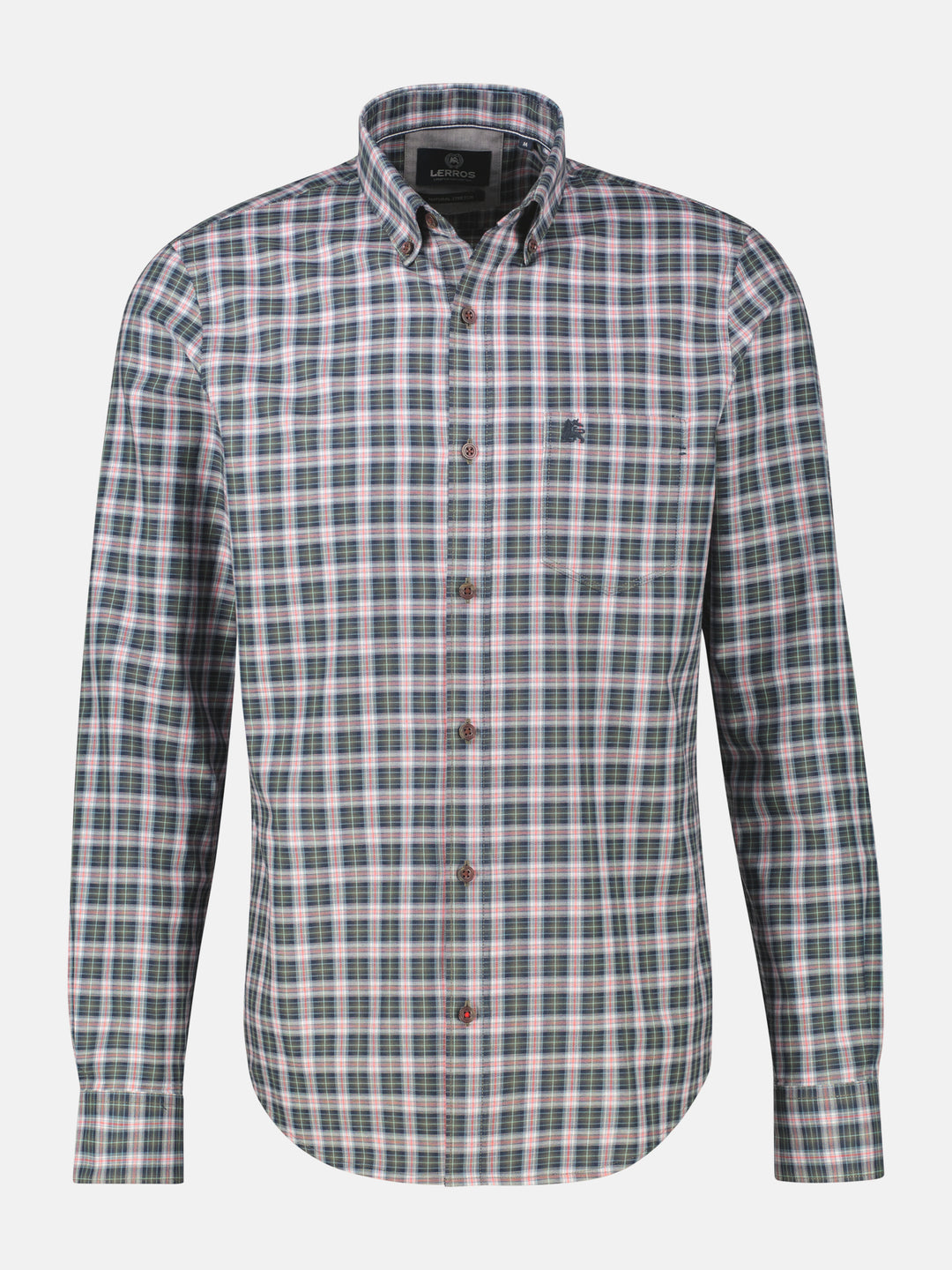 LERROS BRUSHED COTTON CHECK L/S SHIRT - GREEN