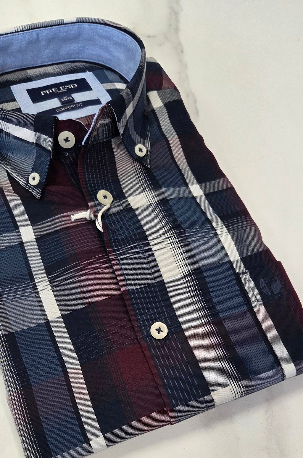 PRE END ROME CHECK L/S SHIRT - SAPPHIRE
