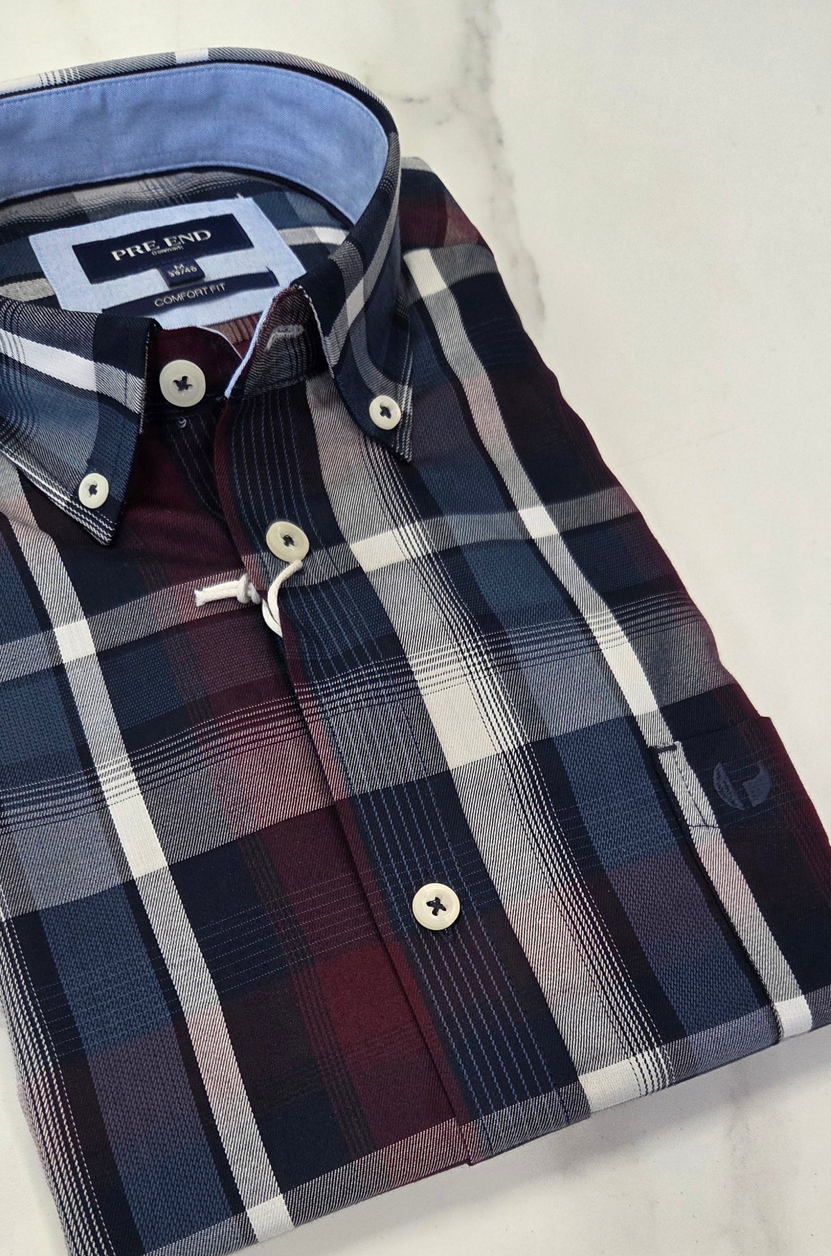 PRE END ROME CHECK L/S SHIRT - SAPPHIRE