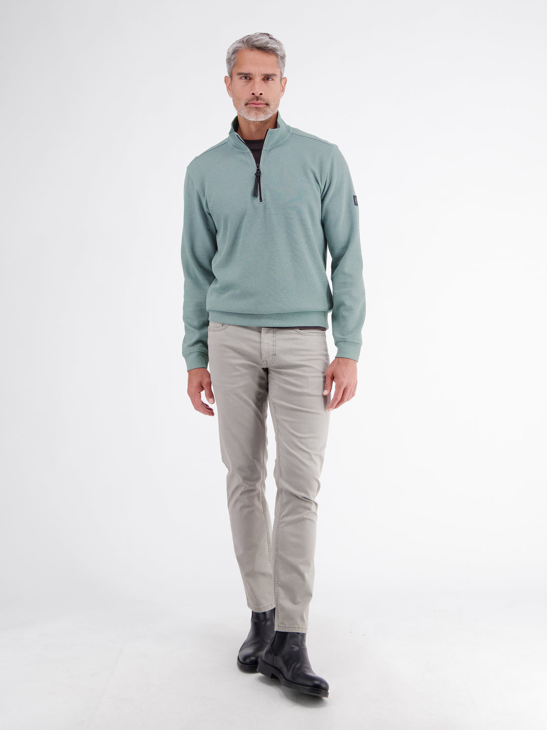 LERROS SELANIK 1/4 ZIP TROYER SWEATSHIRT - LIGHT GREEN