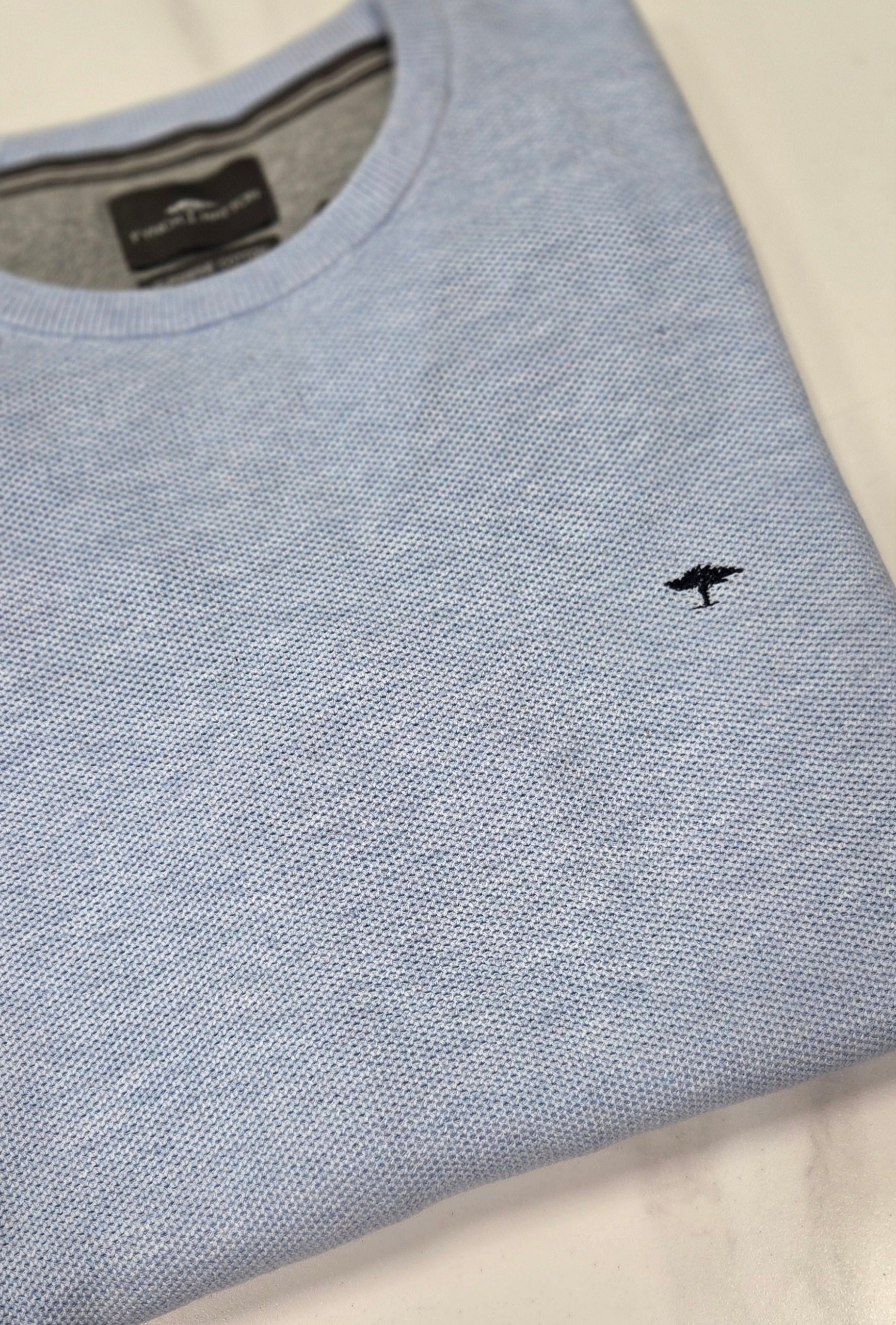 FYNCH HATTON O NECK TEXTURED KNITWEAR  - BABY BLUE