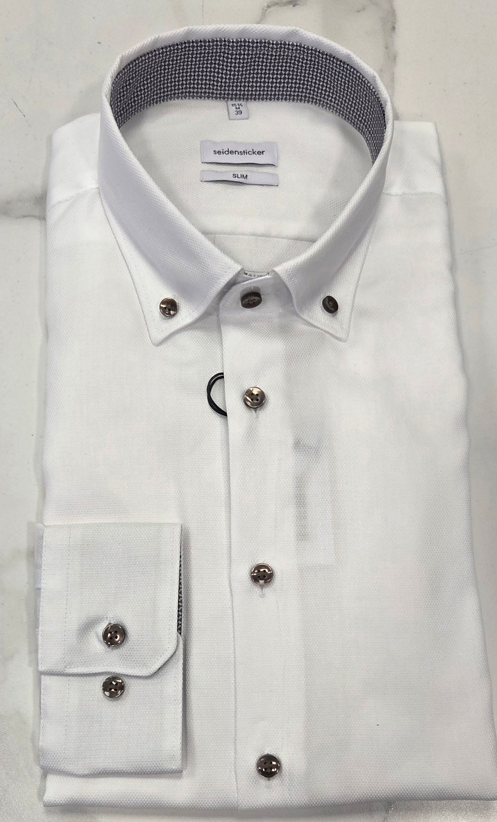 SEIDENSTICKER FLICK PATTERN SLIM FIT  L/S  SHIRT (01.852426.01) - WHITE