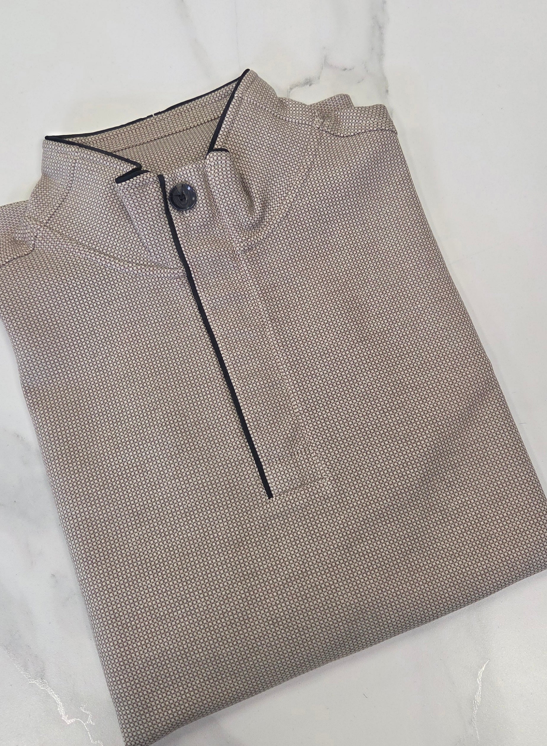 BAILEYS 1/4 BUTTON SWEATSHIRT - BEIGE
