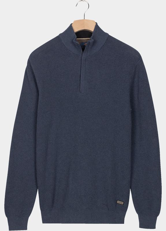 BAILEYS TEXTURED 1/4 ZIP KNITWEAR - DENIM