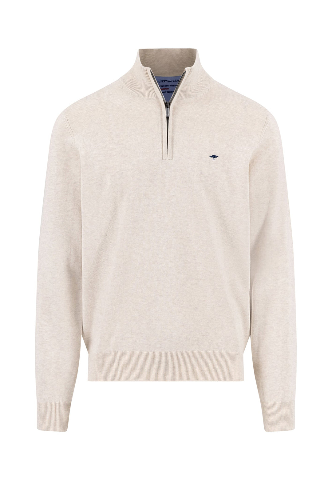 FYNCH HATTON 1/4 ZIP KNITWEAR  - BEIGE