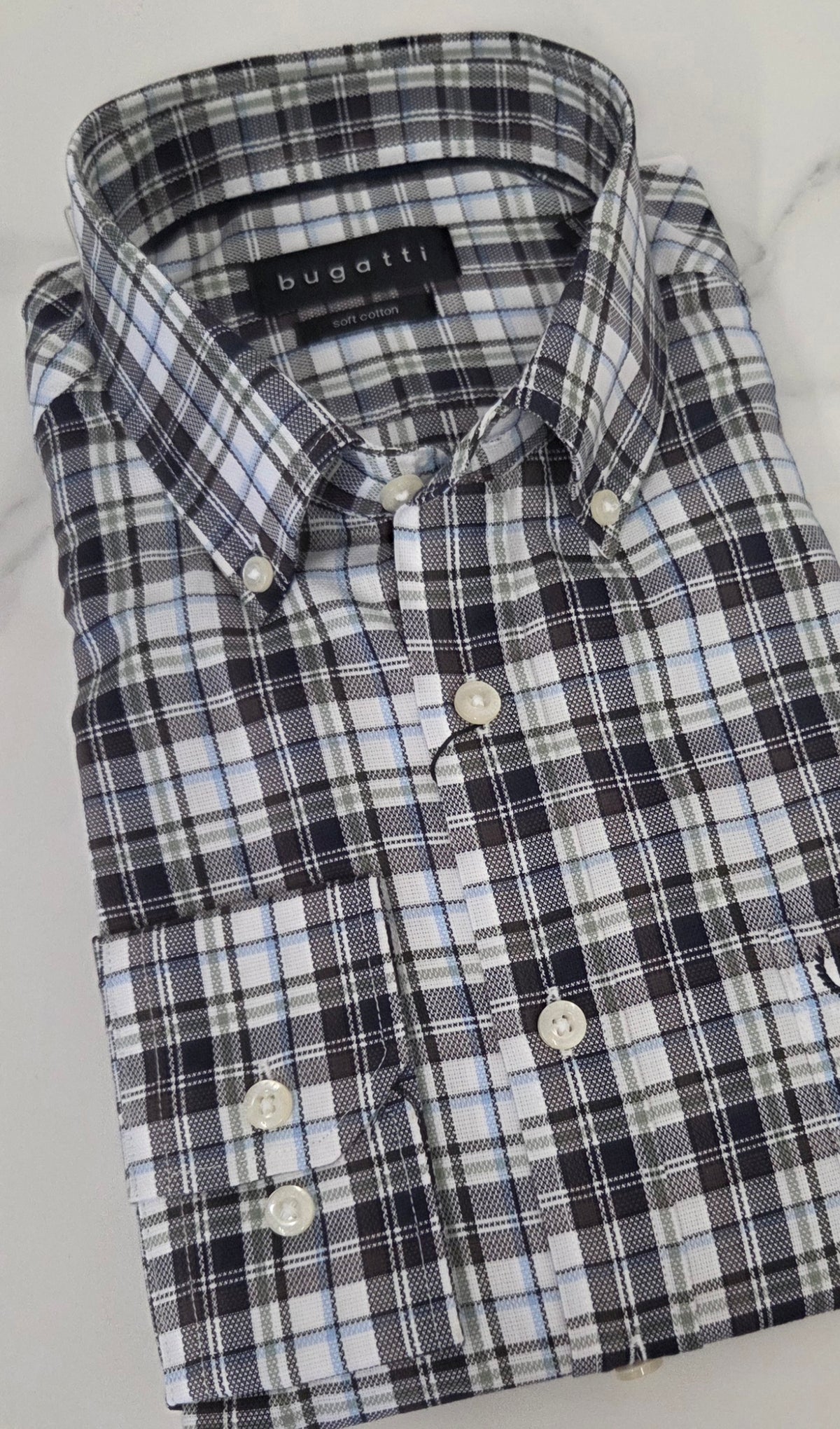 BUGATTI CHECK L/S SHIRT (28404F/180) - BROWN/GREEN