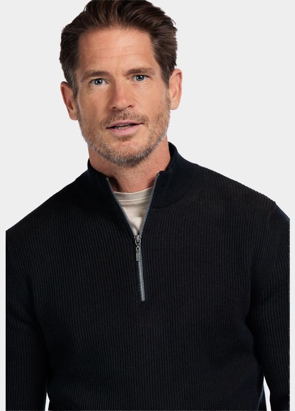 BAILEYS TEXTURED 1/4 ZIP KNITWEAR (528419/60) - NAVY