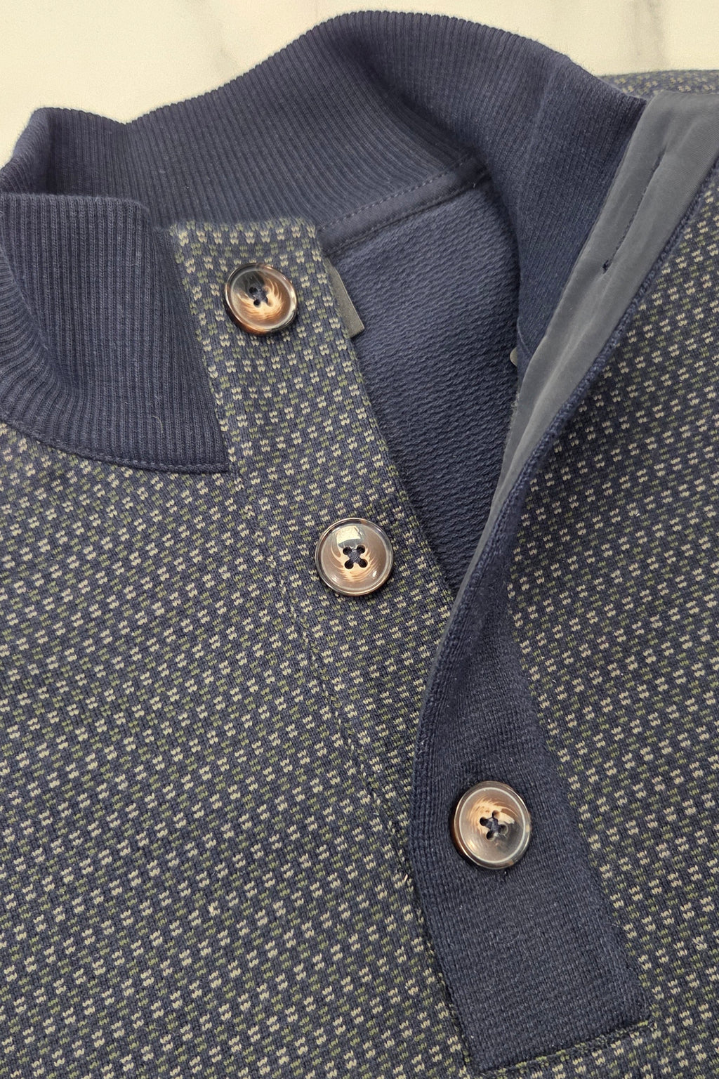 BUGATTI KNITTED BUTTON TROYER (85062D/150) - NAVY/GREEN