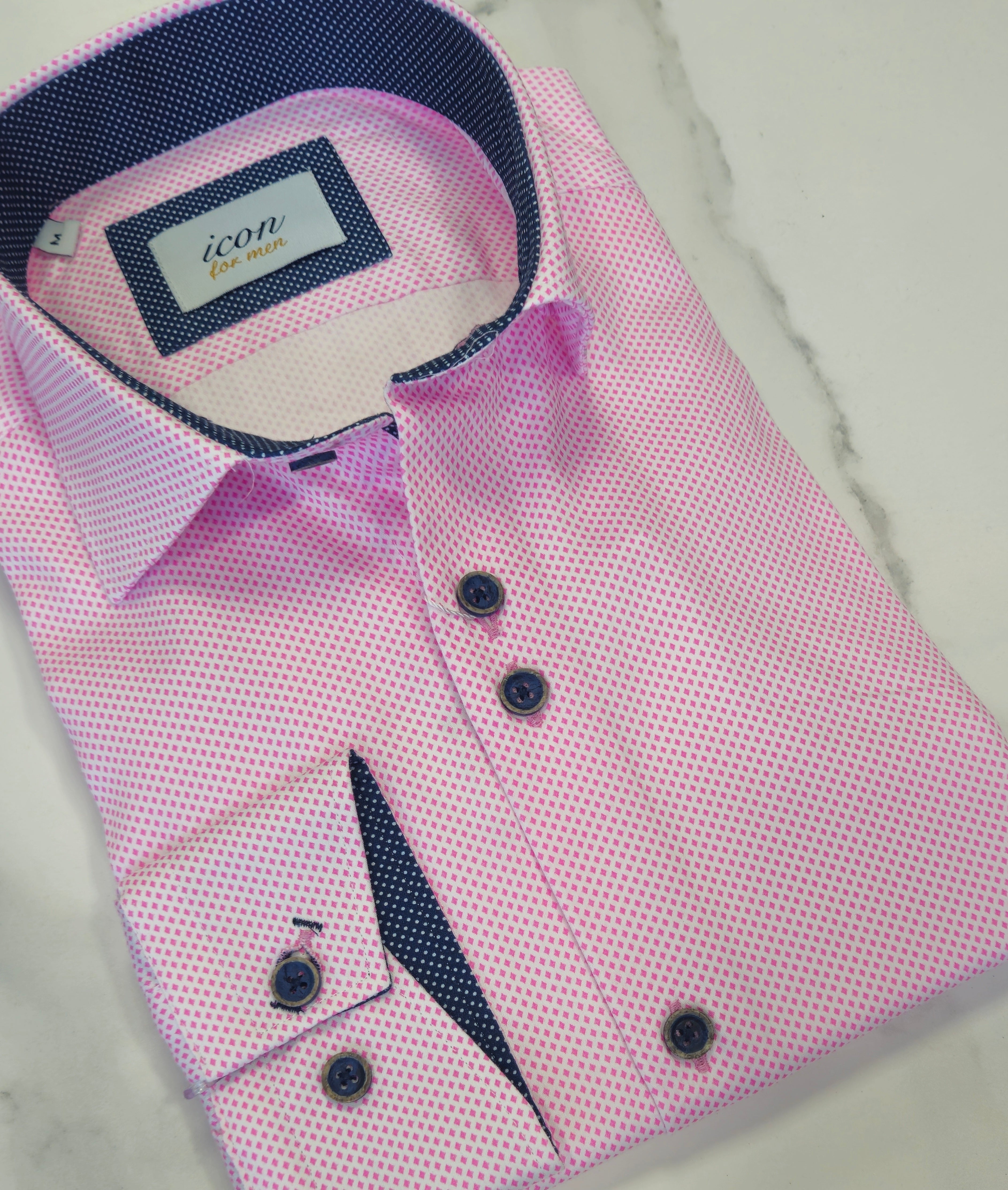 ADVISE/ICON PATTERN L/S SHIRT- WHITE/PINK