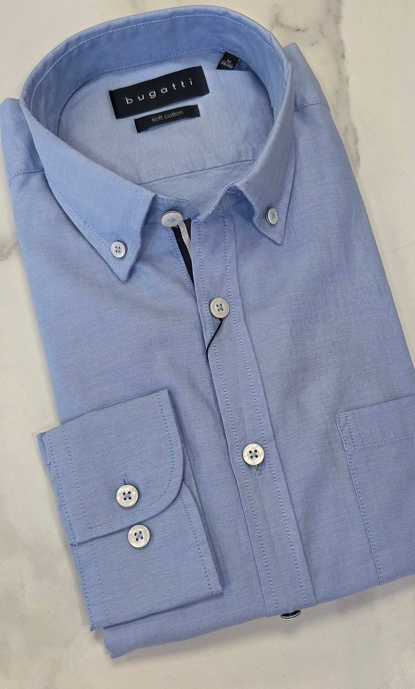 BUGATTI OXFORD COTTON L/S SHIRT (28800F/320) -BABY BLUE